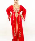 Red embroidered georgette islamic kaftans