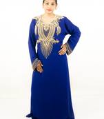 Royal blue embroidered georgette islamic kaftans