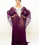 Wine embroidered georgette islamic kaftans