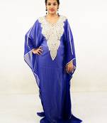 Royal blue embroidered georgette islamic kaftans