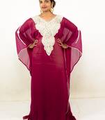 Wine embroidered georgette islamic kaftans