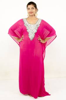 Pink embroidered georgette islamic kaftans