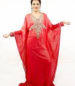 Red embroidered georgette islamic kaftans