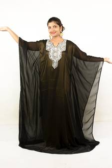 Black embroidered georgette islamic kaftans