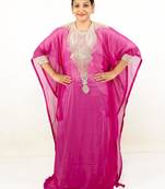 Rani pink embroidered georgette islamic kaftans