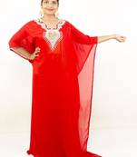 Red embroidered georgette islamic kaftans