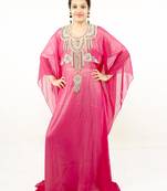Rani pink embroidered georgette islamic kaftans