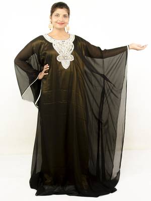 Black embroidered georgette islamic kaftans 1