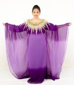 Purple embroidered georgette islamic kaftans