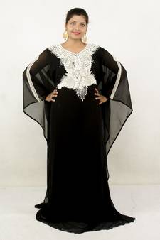 Black embroidered georgette islamic kaftans