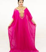 Rani pink embroidered georgette islamic kaftans