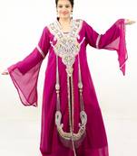 Rani pink embroidered georgette islamic kaftans