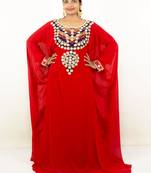 Orange embroidered georgette islamic kaftans