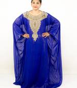 Royal blue embroidered georgette islamic kaftans