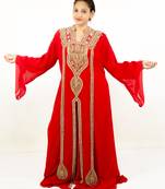 Red embroidered georgette islamic kaftans