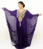 Navy blue embroidered georgette islamic kaftans