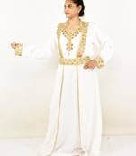 White embroidered georgette islamic kaftans