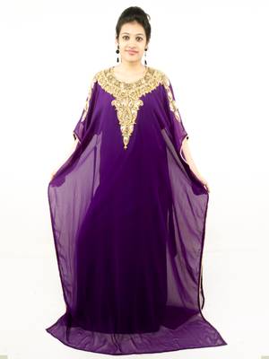 Purple Georgette Stone Work Kaftan 1