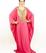 Pink embroidered georgette islamic kaftans