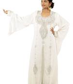 White embroidered georgette islamic kaftans