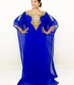 Royal blue embroidered georgette islamic kaftans