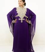 Purple embroidered georgette islamic kaftans
