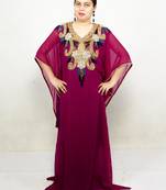 Wine embroidered georgette islamic kaftans