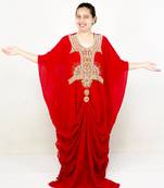 Red embroidered georgette islamic kaftans