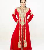 Red embroidered georgette islamic kaftans