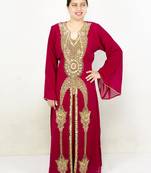 Maroon embroidered georgette islamic kaftans