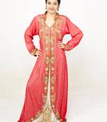 Red embroidered georgette islamic kaftans