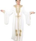 White embroidered georgette islamic kaftans