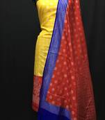 Yellow  weaved dupion silk unstitched salwar with dupatta