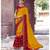 Yellow printed chiffon saree with blouse