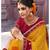 Yellow printed chiffon saree with blouse