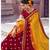 Yellow printed chiffon saree with blouse