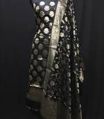 Black weaved katan silk unstitched salwar with dupatta