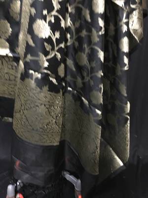 Black weaved katan silk unstitched salwar with dupatta 3