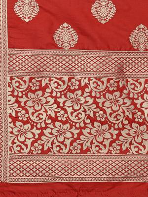 Maroon Art Silk Woven Women'S Dupatta 2