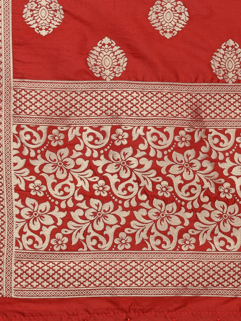 Maroon Art Silk Woven Women'S Dupatta