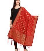 Maroon Art Silk Woven Women'S Dupatta