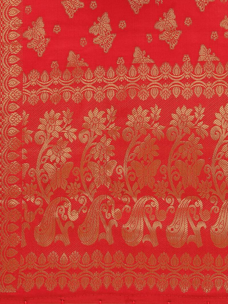 Maroon Art Silk Woven Women'S Dupatta