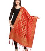 Red Art Silk Woven Women'S Dupatta