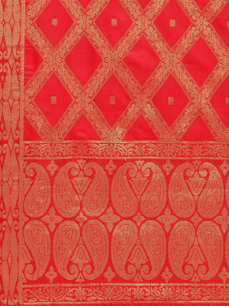 Red Art Silk Woven Women'S Dupatta