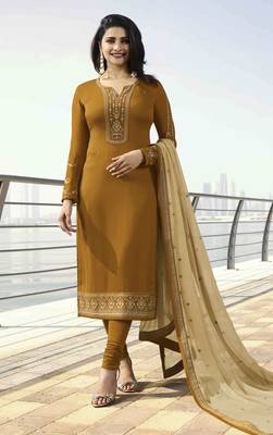 Mustard embroidered georgette salwar 1