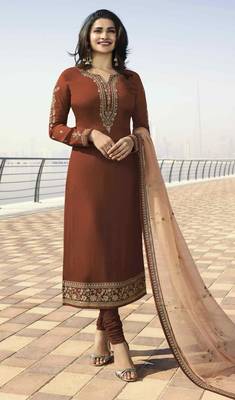 Brown embroidered georgette salwar 1