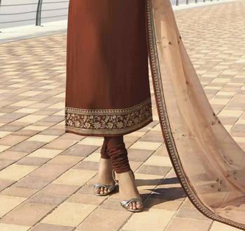 Brown embroidered georgette salwar 2