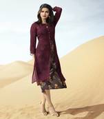 Wine Printed Georgette Kurti