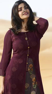 Wine Printed Georgette Kurti 2