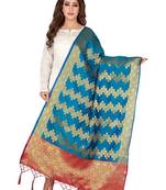 Sky Blue Art Silk Woven Stole And Dupatta